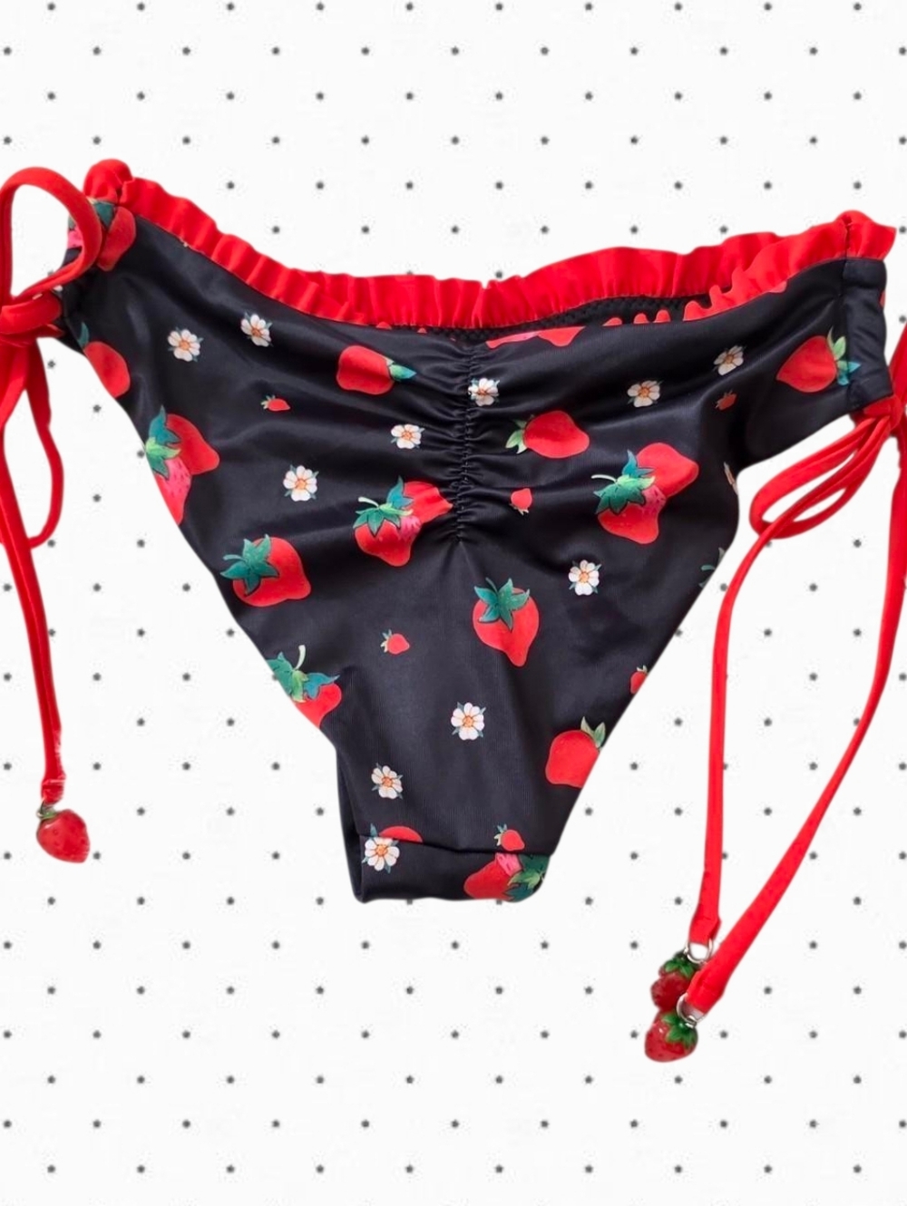 Dolls Kill x Strawberry Shortcake black and red strawberry bikini set - Picture 6 of 6